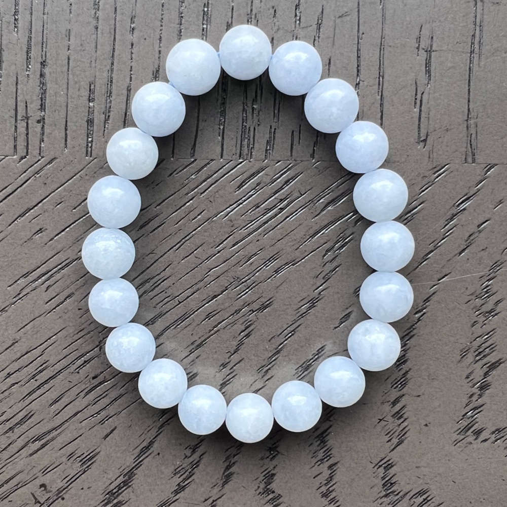 Blue calcite bracelet 9mm  6.5